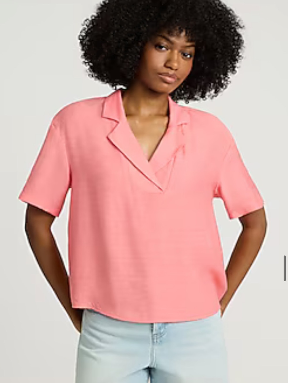 Express Coral Pink Short-Sleeve Notch-Collar Blouse